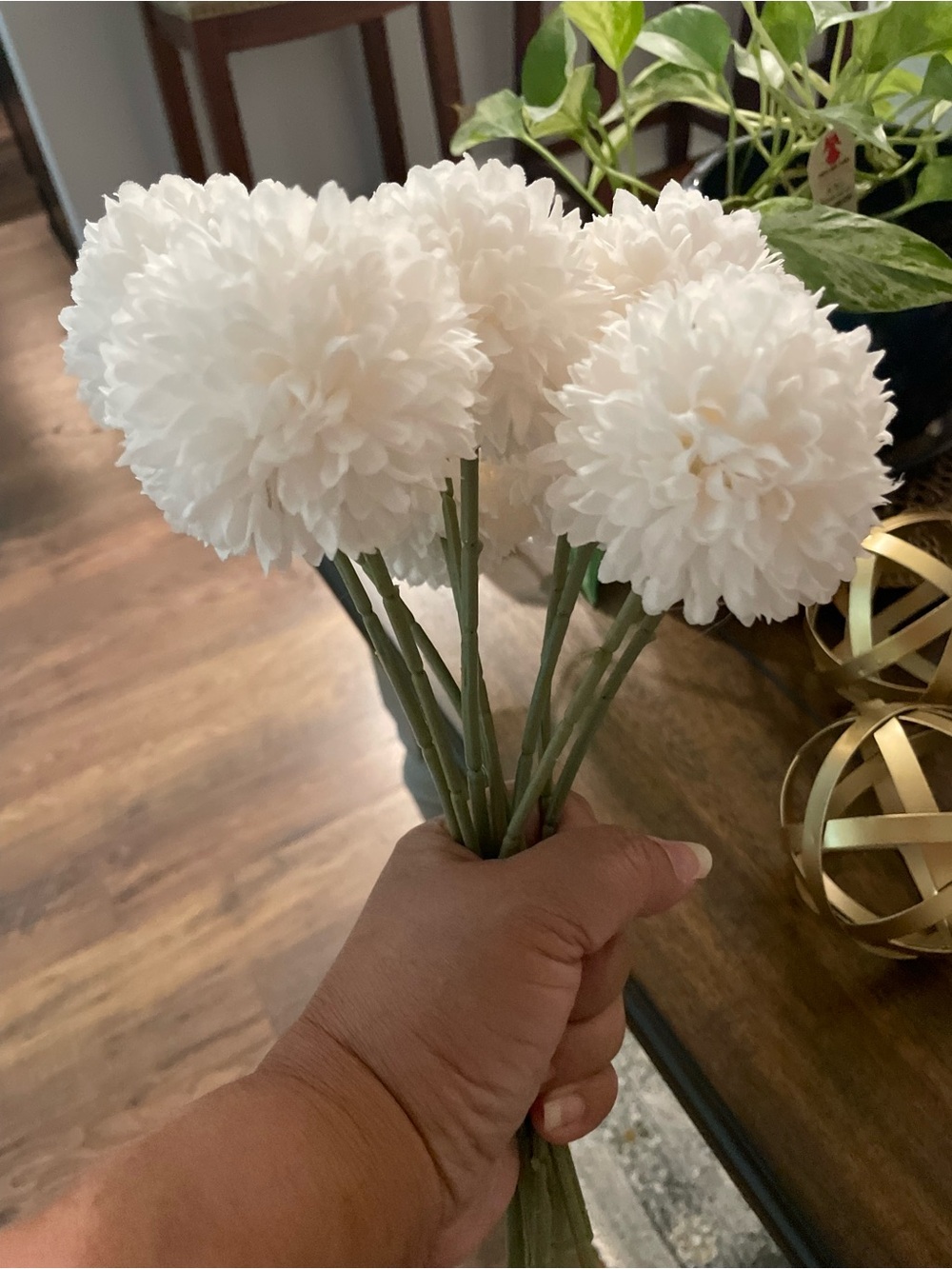 Cream Artificial Pom-Pom Flower Stems